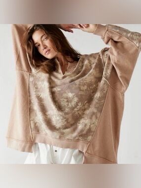 Free People Floral Oversized Sweatshirt Pullover
